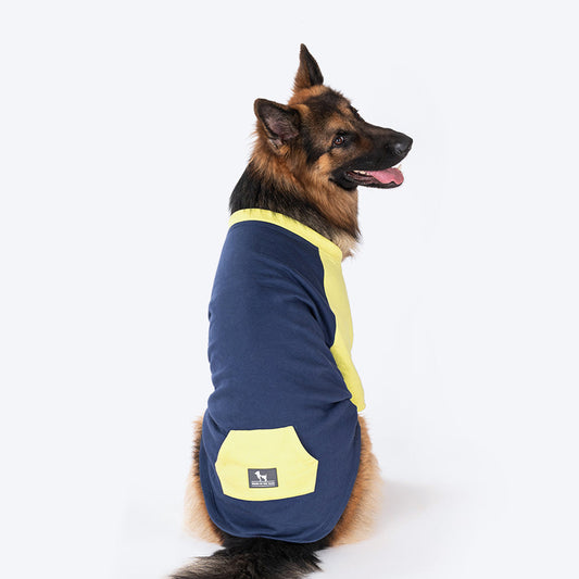 HUFT Colour Block Pocket Pet Sweatshirt - Neon Lime and Navy - Heads Up For Tails