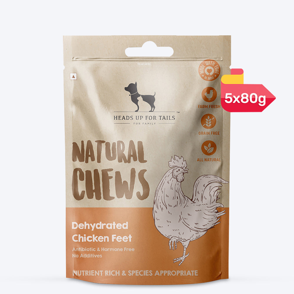 HUFT Natural Chews - Dehydrated Chicken Feet - 80 g - 8 Pcs - Heads Up For Tails