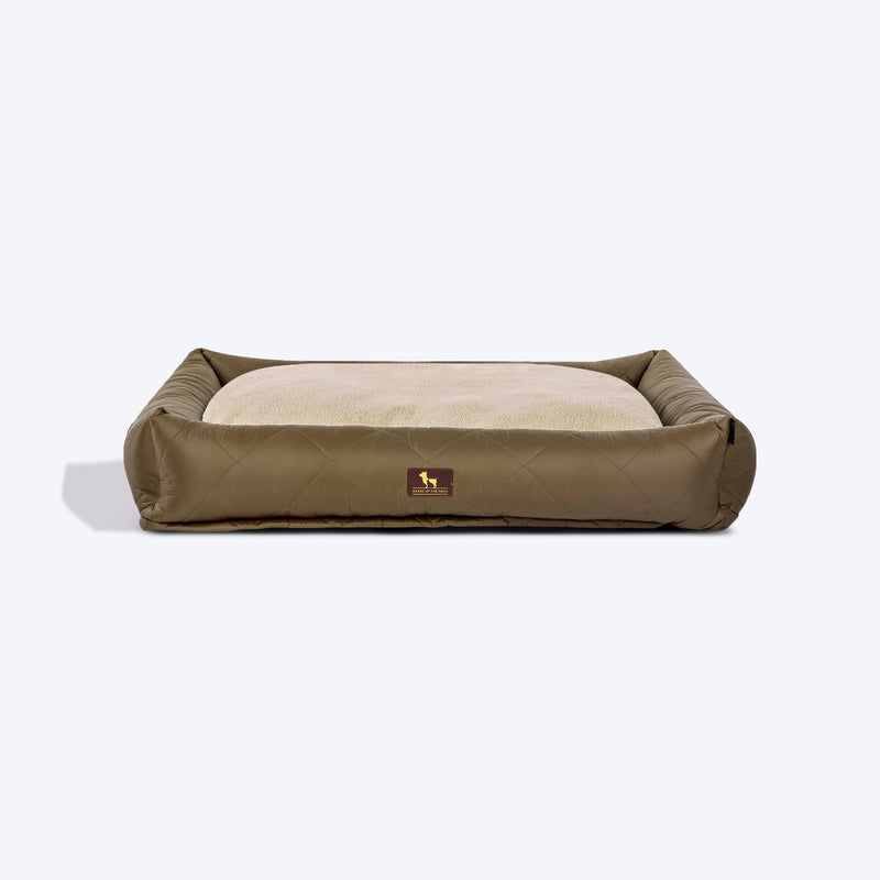 HUFT Fluff & Puff Quilted Lounger Dog Bed - Olive Green - Heads Up For Tails