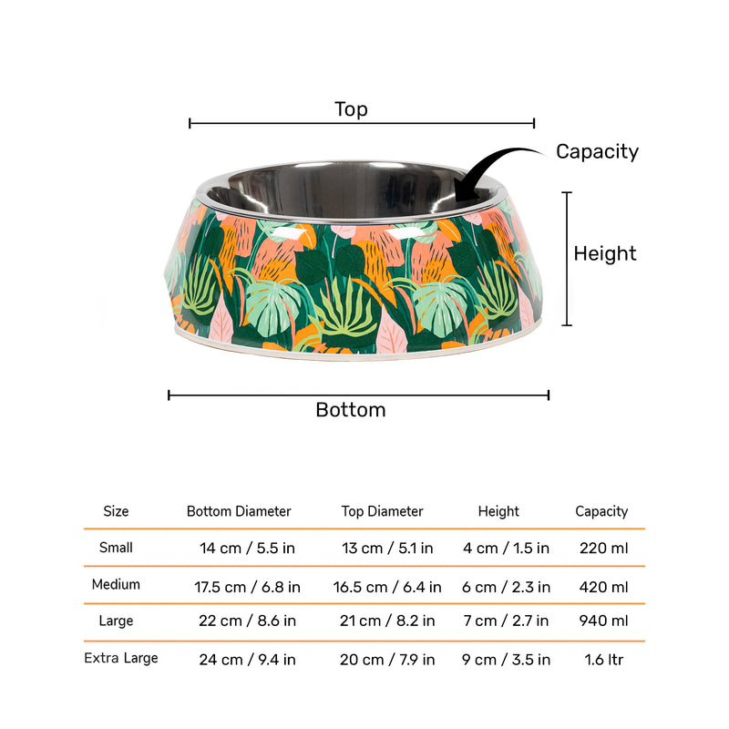 HUFT Garden of Love Printed Melamine Bowl for Dogs - Green - Heads Up For Tails