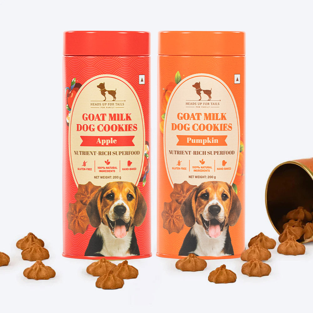 Huft Goat Milk Gluten Free Dog Cookies - Pumpkin & Apple Combo - 200 Gm - Heads Up For Tails