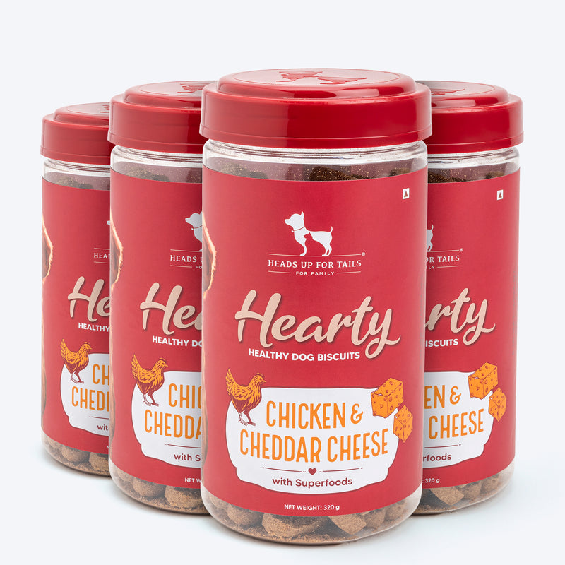 Hearty Chicken & Cheddar Cheese Healthy Dog Biscuits for All Breeds Gluten-Free, High-Protein 320g - Heads Up For Tails