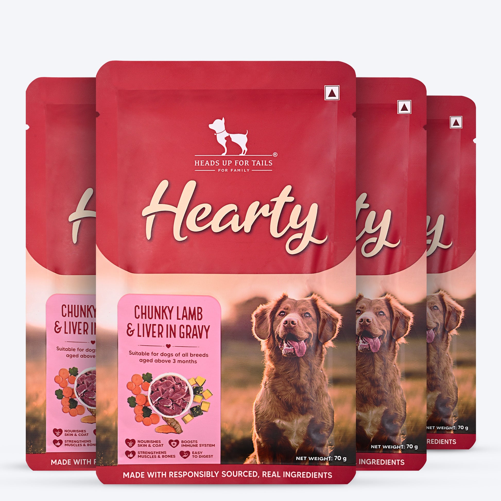 Hearty Chunky Lamb & Liver In Gravy Dog Wet Food - 70 g - Heads Up For Tails