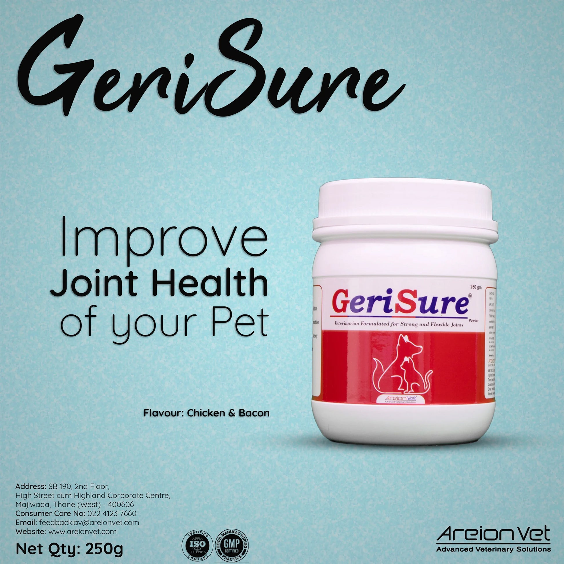 AreionVet Gerisure Powder For Dog and Cat - 250 gm - Heads Up For Tails