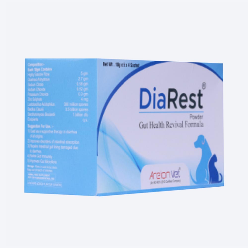 AreionVet DiaRest Sachets Electrolytes For Dog and Cat - 20 Sachets - Heads Up For Tails