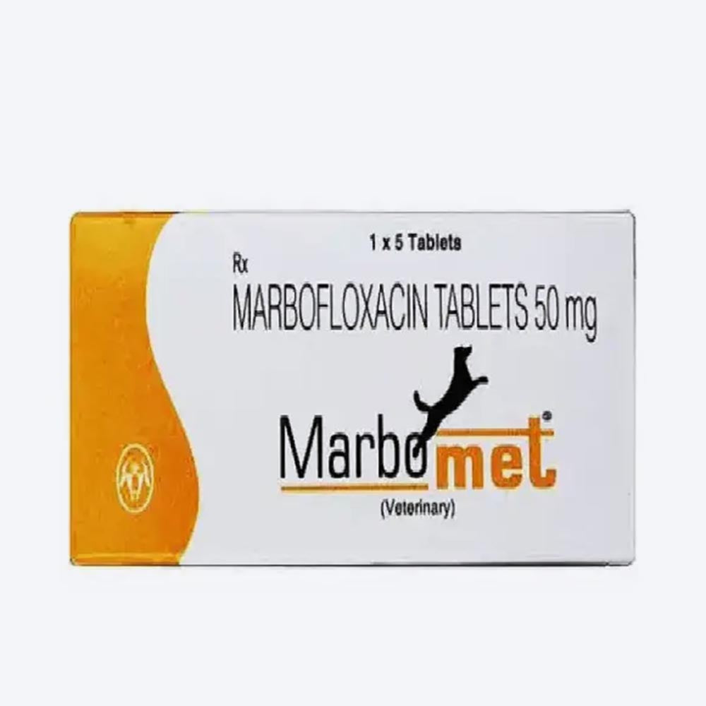 Intas Marbomet (Marbofloxacin) 50 mg Tablets For Dog & Cat - 5 Tablets - Heads Up For Tails