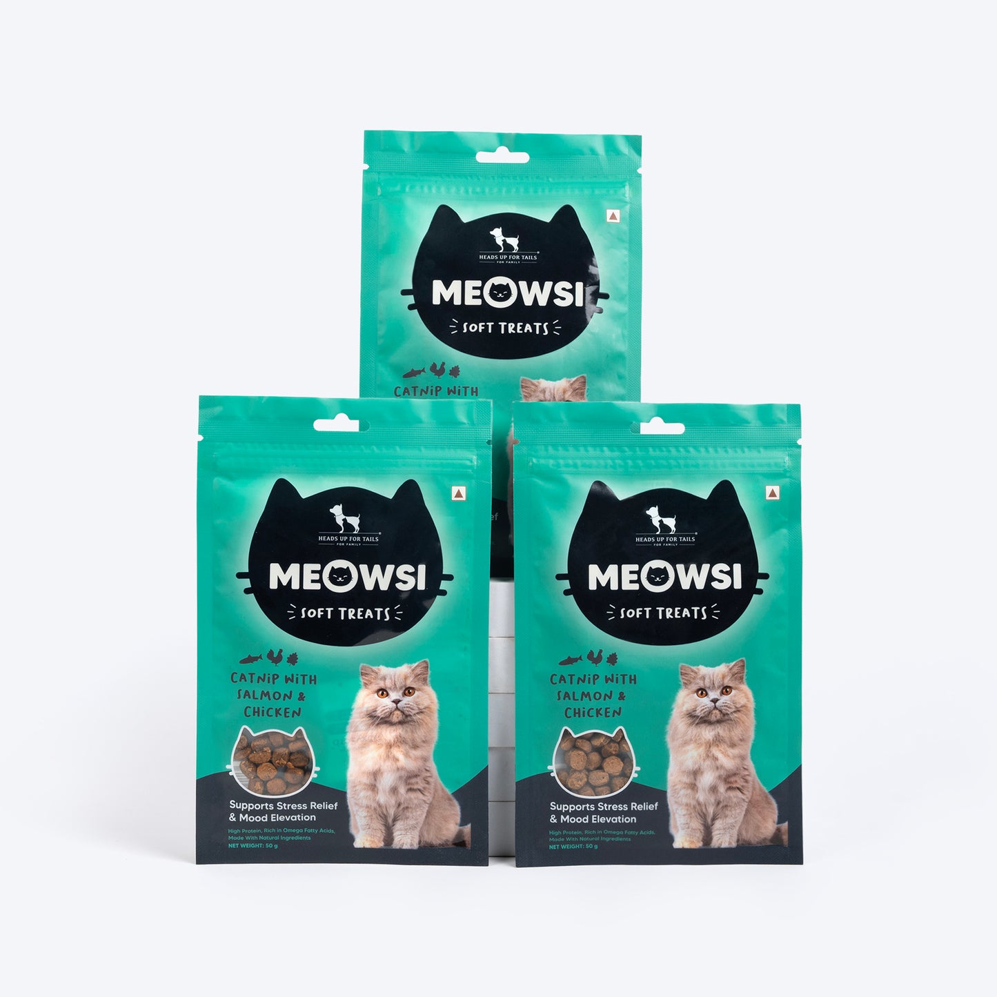 Meowsi by HUFT Catnip with Salmon & Chicken Soft Cat Treats - 50 gm - Heads Up For Tails