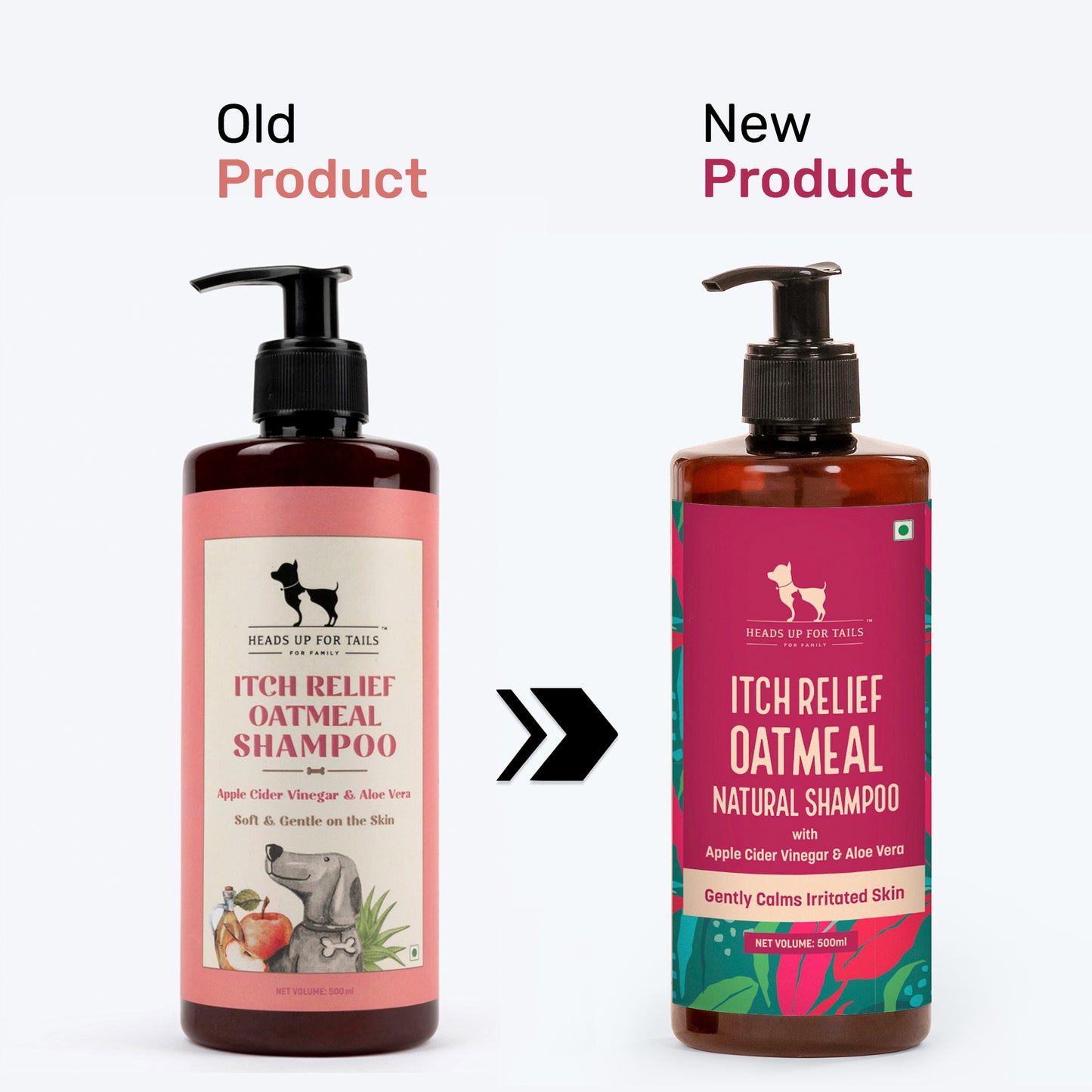 HUFT Natural Itch Relief Oatmeal Shampoo For Dogs - Apple Cider Vinegar & Aloe Vera - Heads Up For Tails