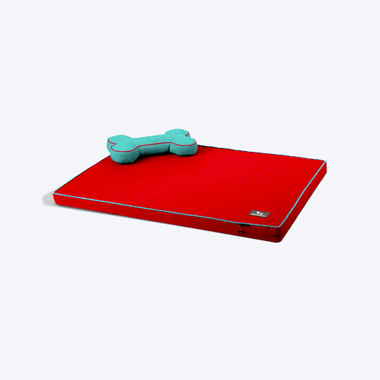 HUFT Orthopedic Dog Bed with Cushion (Free Bone Cushion) - Red and Teal Blue (Made to Order)_01