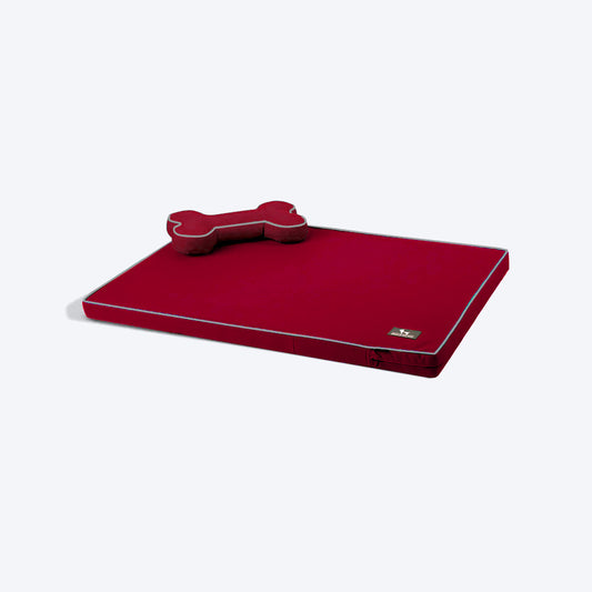 HUFT Made To Order Orthopaedic Dog Bed (Free Bone Cushion) - Maroon - Heads Up For Tails