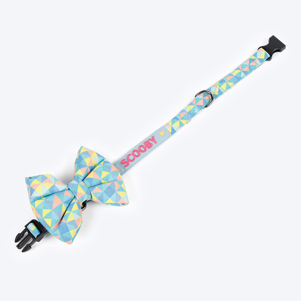 HUFT Personalised Tessellated Fabric Collar With Free Bow Tie For Dogs - Heads Up For Tails