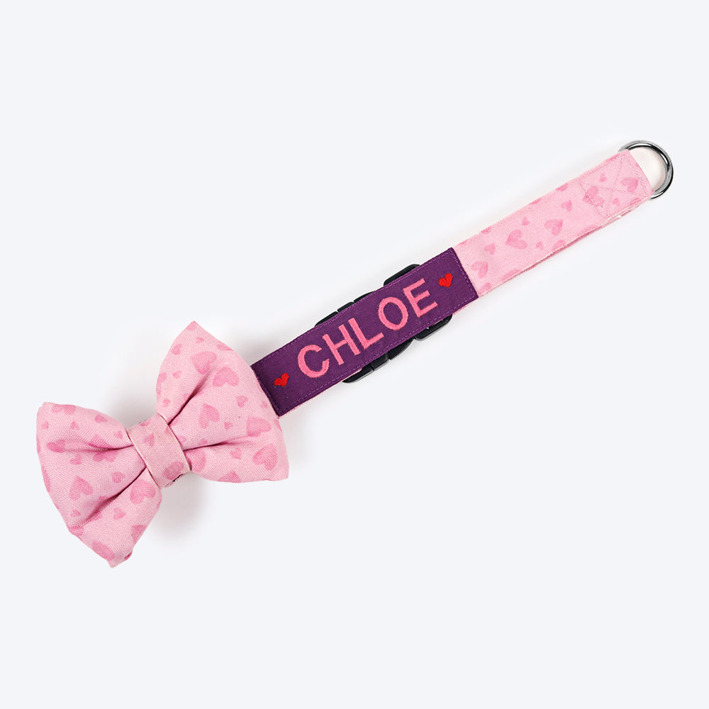 HUFT Personalised Soft Love Fabric Collar For Dogs With Free Bow Tie For Dogs - Heads Up For Tails