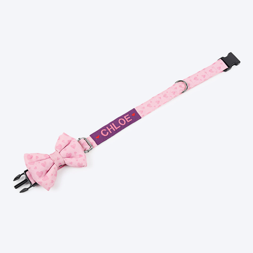 HUFT Personalised Soft Love Fabric Collar For Dogs With Free Bow Tie For Dogs - Heads Up For Tails