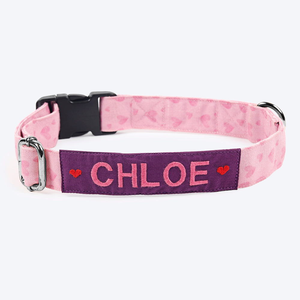HUFT Personalised Soft Love Fabric Collar For Dogs With Free Bow Tie For Dogs - Heads Up For Tails