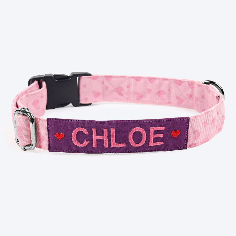 HUFT Personalised Soft Love Fabric Collar For Dogs With Free Bow Tie For Dogs - Heads Up For Tails