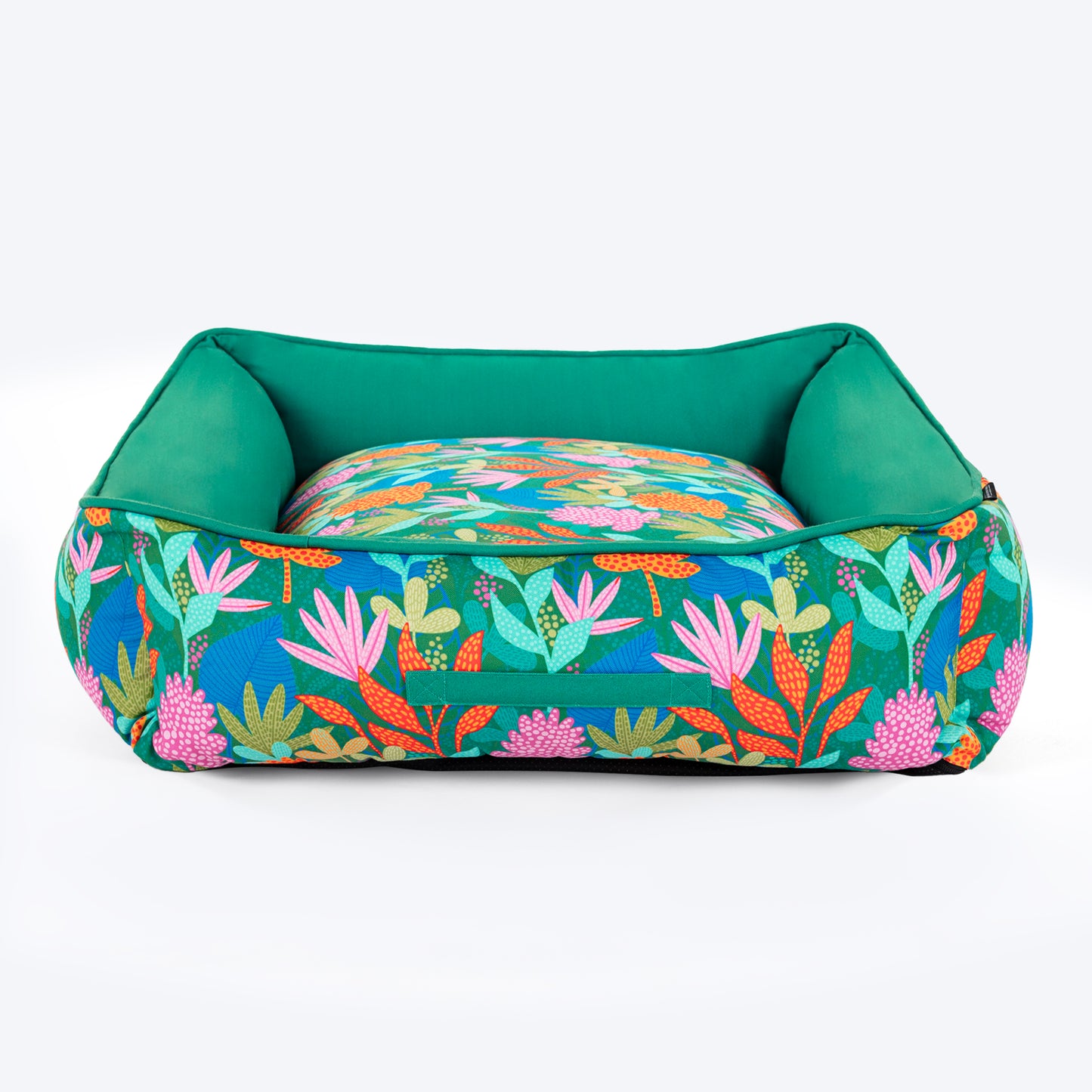 HUFT Rainbow Grove Personalised Lounger Bed For Dog - Dark Green - Heads Up For Tails