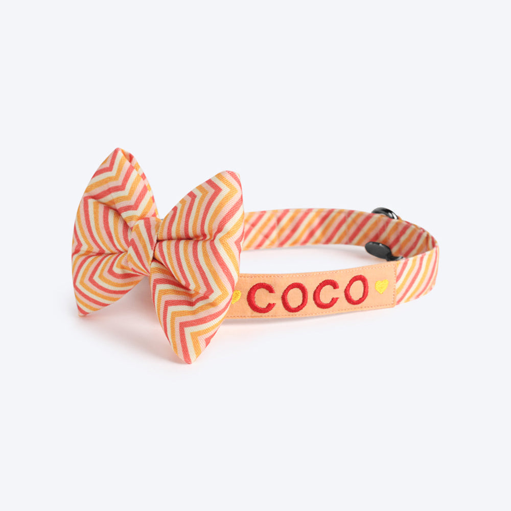 HUFT Personalised Ancestry Fabric Collar With Free Bow Tie For Dogs - Heads Up For Tails