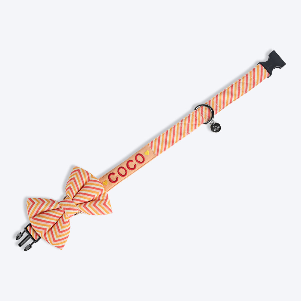 HUFT Personalised Ancestry Fabric Collar With Free Bow Tie For Dogs - Heads Up For Tails