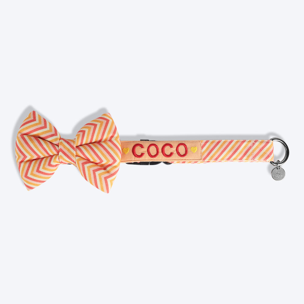 HUFT Personalised Ancestry Fabric Collar With Free Bow Tie For Dogs - Heads Up For Tails