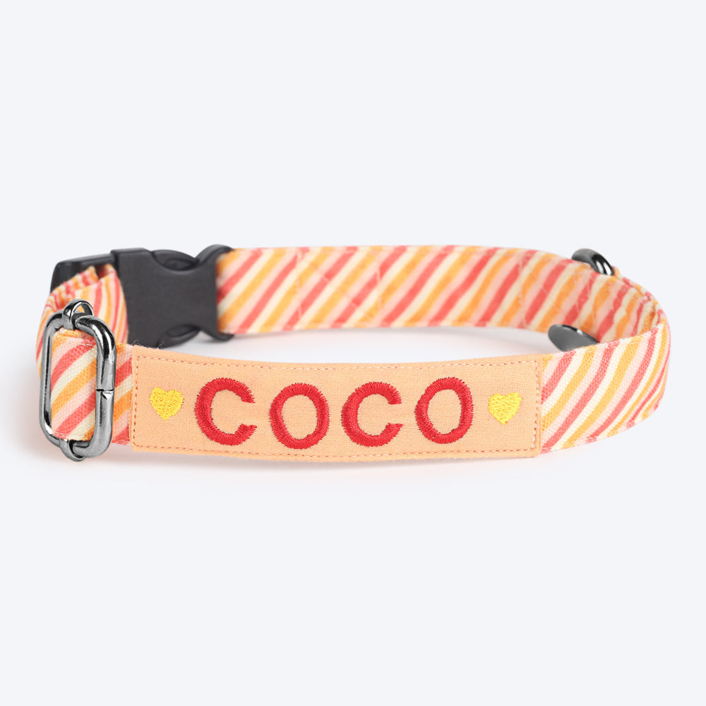 HUFT Personalised Ancestry Fabric Collar With Free Bow Tie For Dogs - Heads Up For Tails