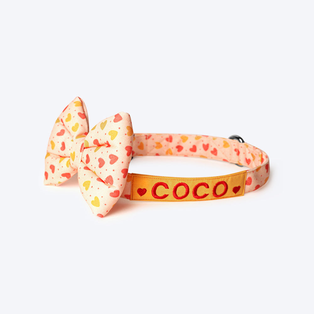 HUFT Personalised Free Spirit Fabric Collar With Free Bow Tie For Dogs - Heads Up For Tails