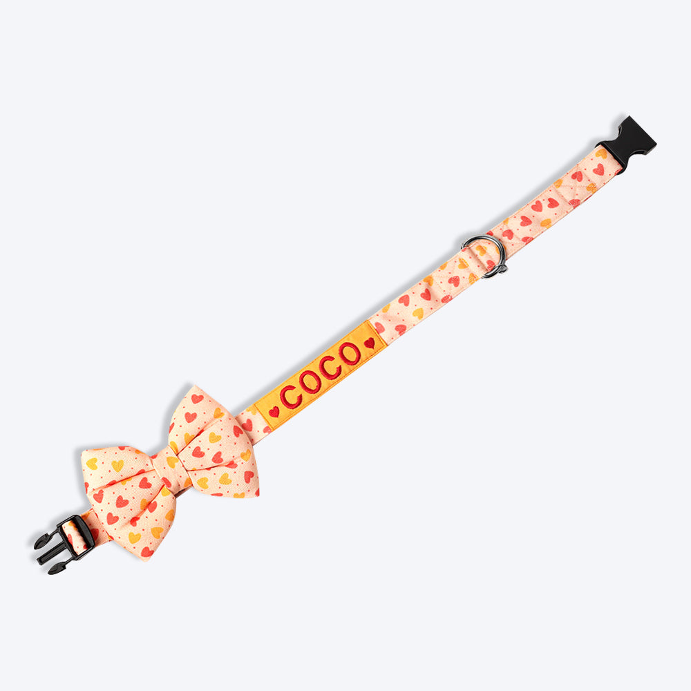 HUFT Personalised Free Spirit Fabric Collar With Free Bow Tie For Dogs - Heads Up For Tails