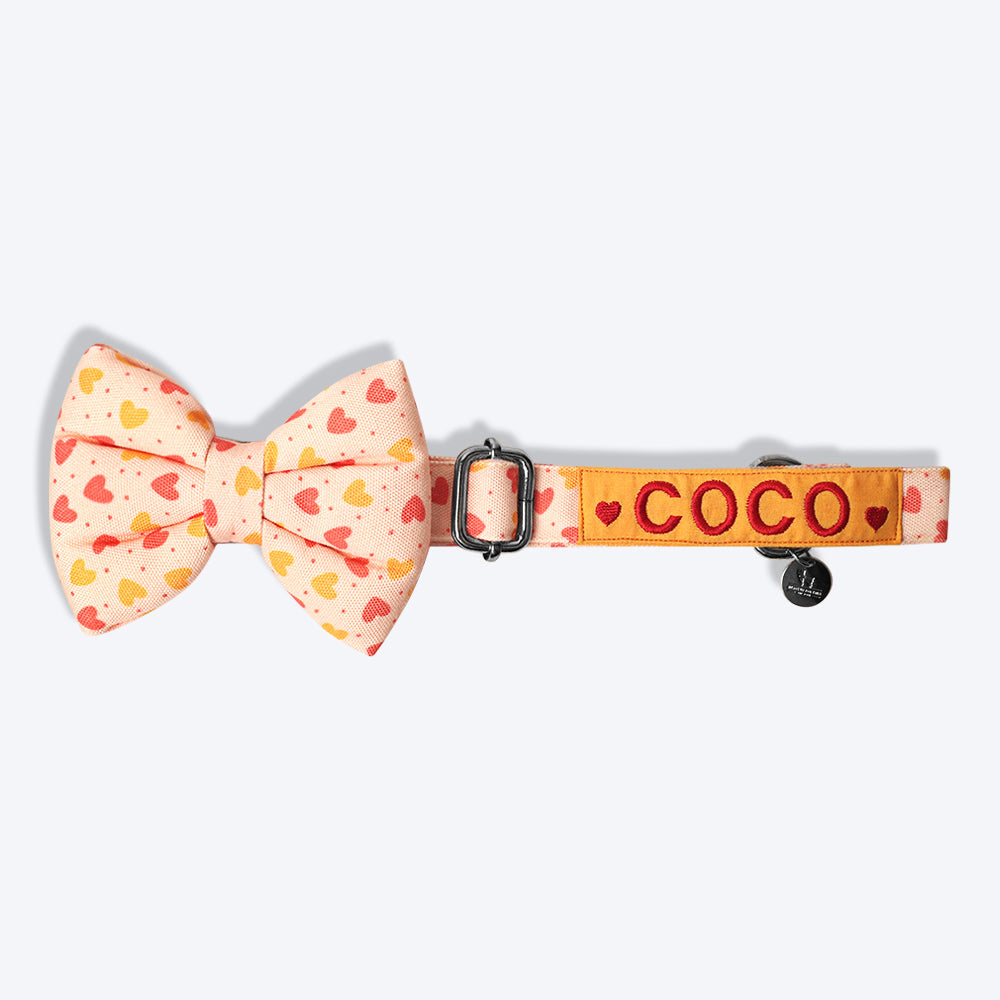HUFT Personalised Free Spirit Fabric Collar With Free Bow Tie For Dogs - Heads Up For Tails