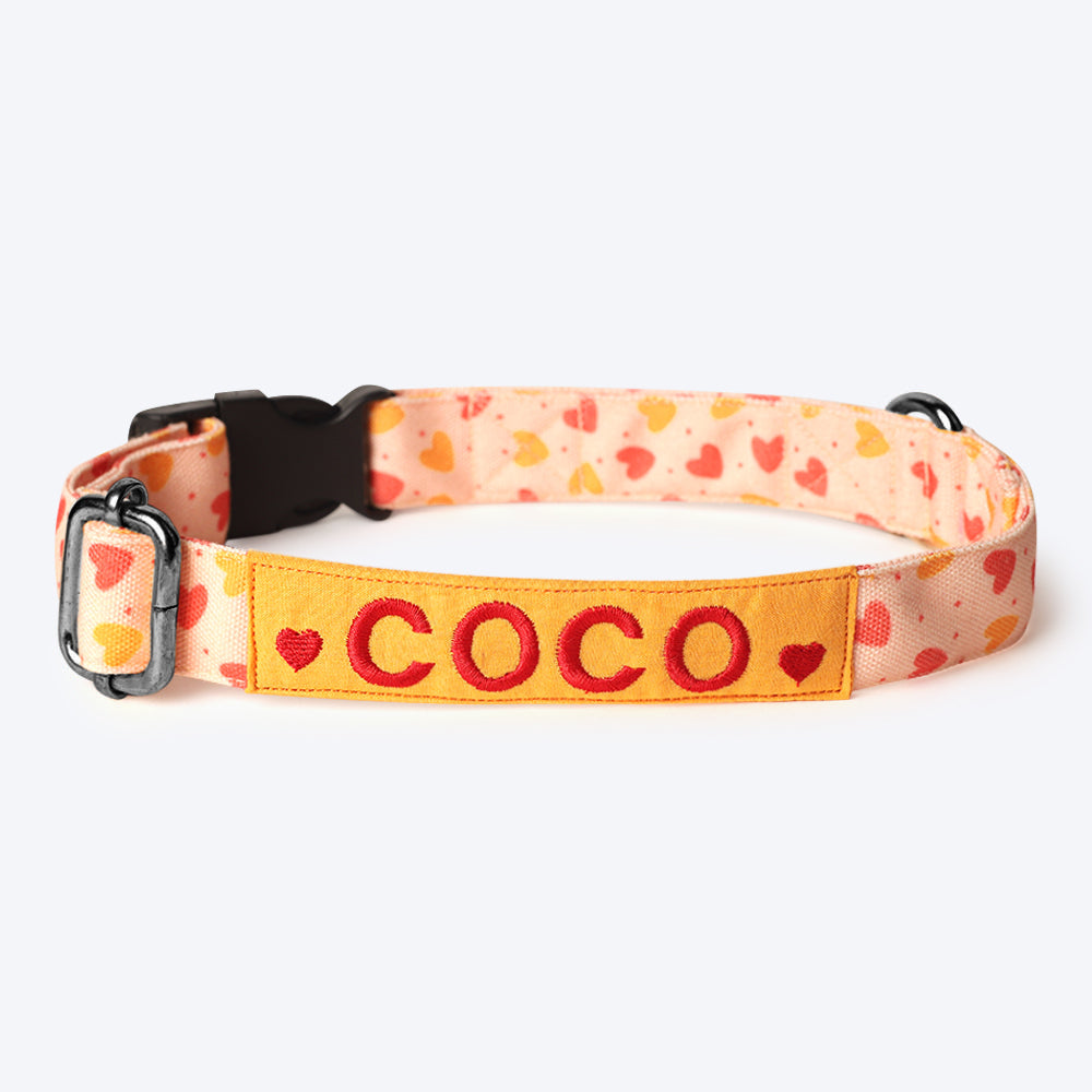HUFT Personalised Free Spirit Fabric Collar With Free Bow Tie For Dogs - Heads Up For Tails