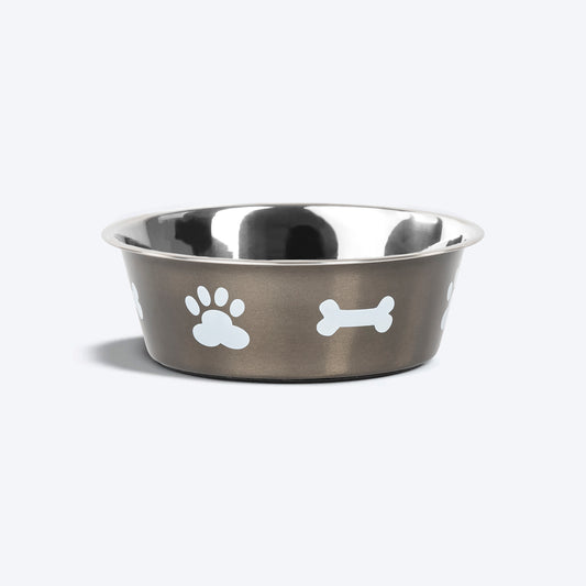 HUFT Paw & Bone Printed Dog Bowl (Grey) - Heads Up For Tails