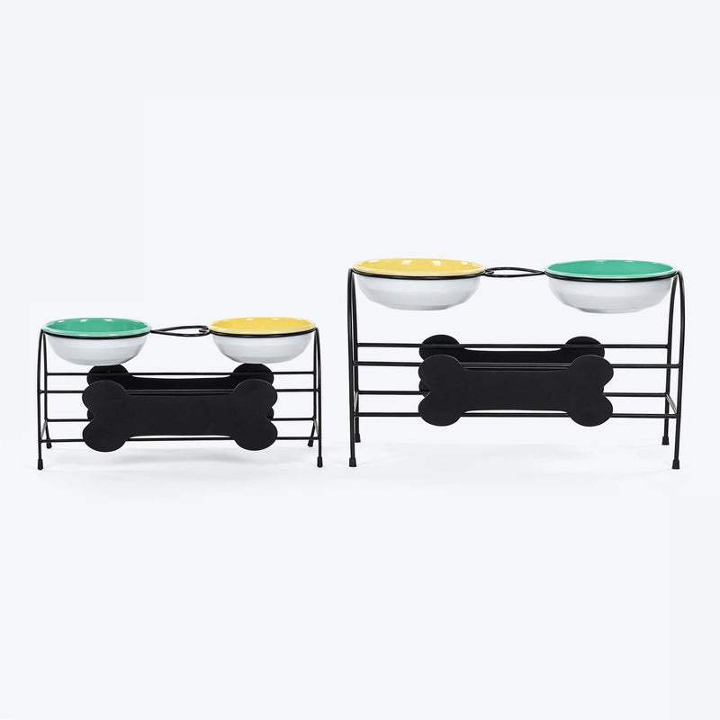 HUFT Pawlicious Double Diner For Dog - Multicolor - Heads Up For Tails