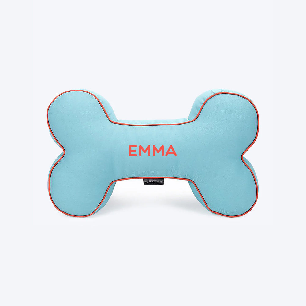 HUFT Personalised Bone Cushion- Turquoise - Heads Up For Tails