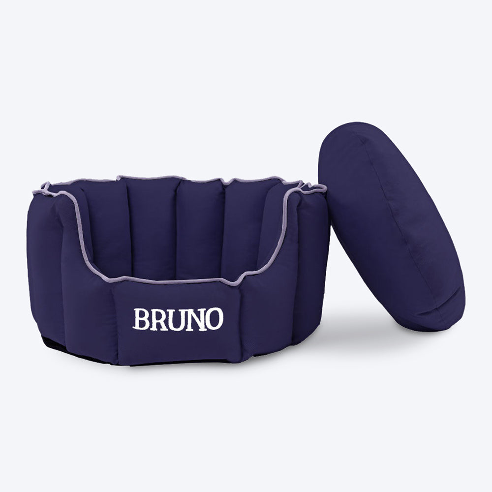 HUFT Personalised Cosy Puppy/Cat Bed - Navy - Heads Up For Tails