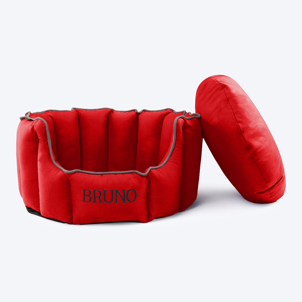 HUFT Personalised Cosy Puppy/Cat Bed - Red - Heads Up For Tails