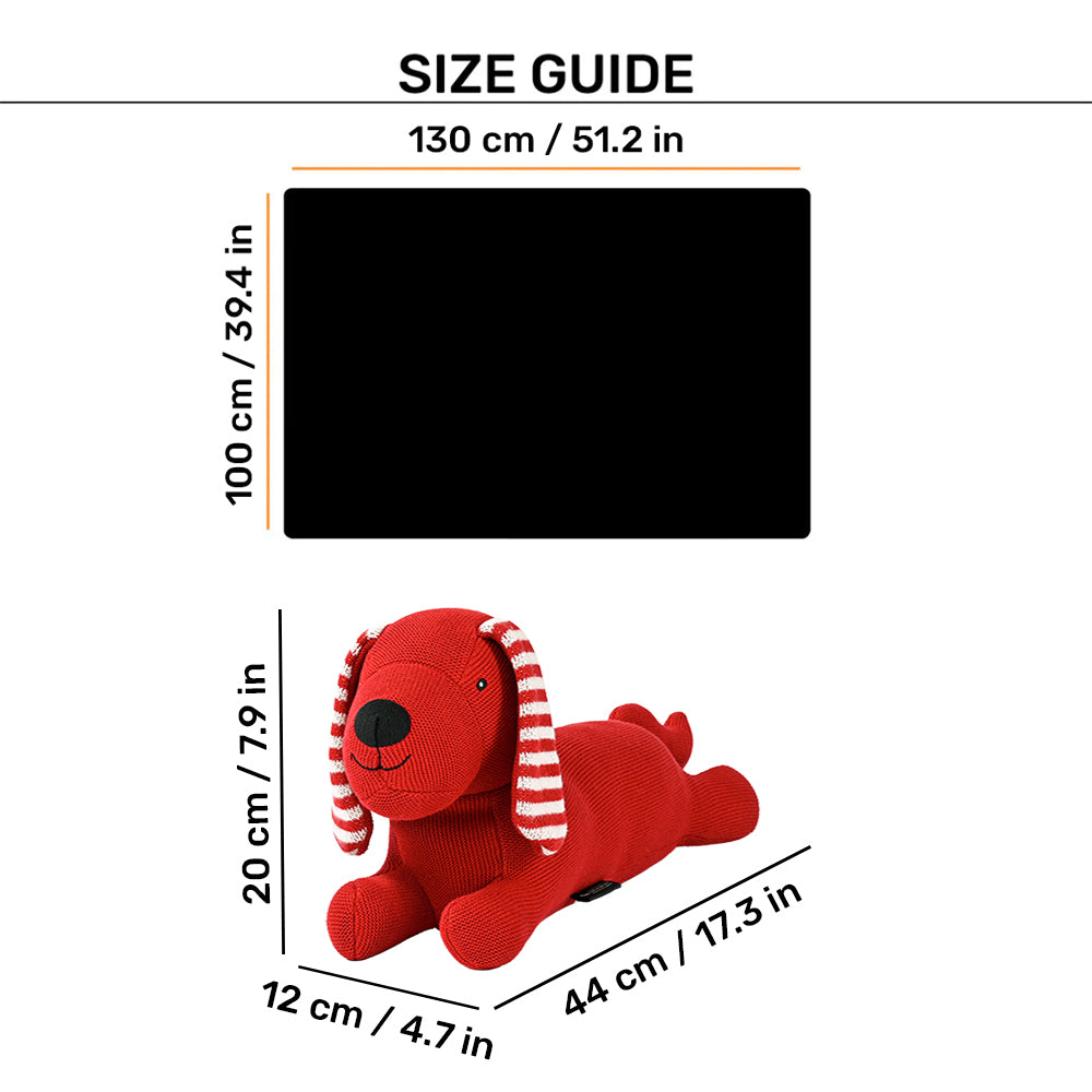 HUFT Stripes & Snouts Blanket With Cushion For Dog - Red - Heads Up For Tails