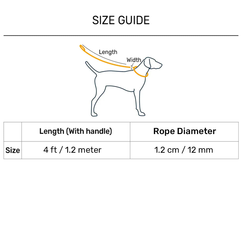 HUFT Rope Leash With Carabiner For Dog - Black - 1.2 m - Heads Up For Tails