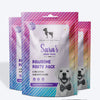 Sara's Doggie Treats Pawsome Party Pack, 200 gm, features 6 delicious variants for dogs, with a colorful packaging design.