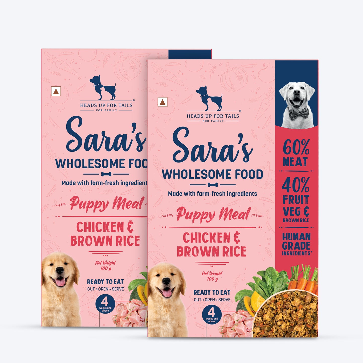 Sara's Wholesome Chicken & Brown Rice Puppy Food - 100 gm - Heads Up For Tails