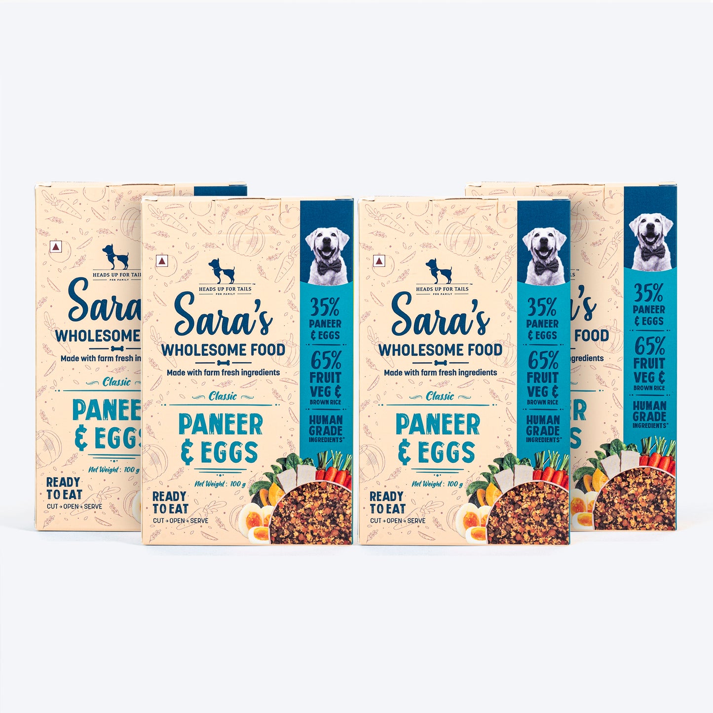 Sara's Wholesome Classic Paneer And Eggs Dog Food - 100 gm - Heads Up For Tails
