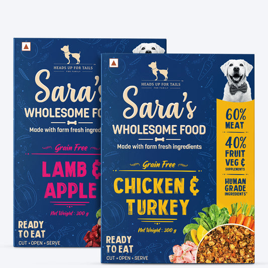 Sara's Wholesome Grain-Free Dog Food Combo - 2x300 gm - Heads Up For Tails