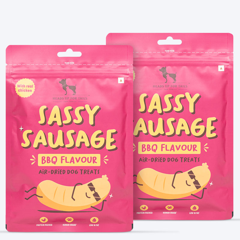 HUFT Sassy Sausage BBQ Air-Dried Dog Treats - Real Chicken - 100 gm - Heads Up For Tails