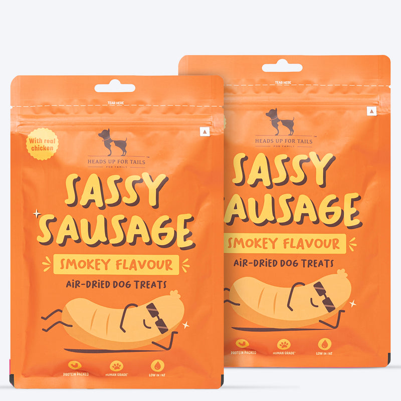 HUFT Sassy Sausage Smokey Air-Dried Dog Treats - Real Chicken - 100gm - Heads Up For Tails