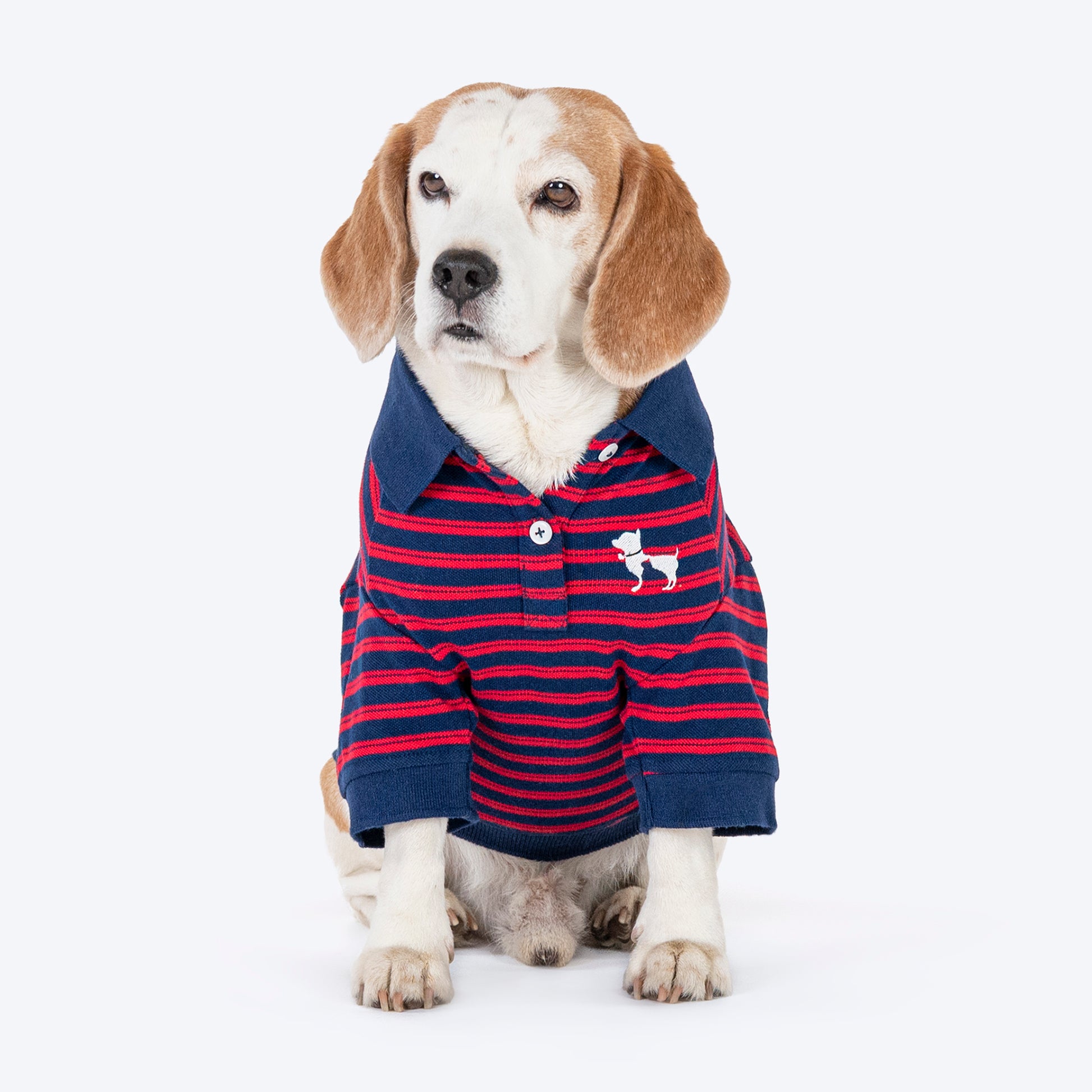 HUFT Stripe Polo Tees For Dogs - Red & Blue - Heads Up For Tails