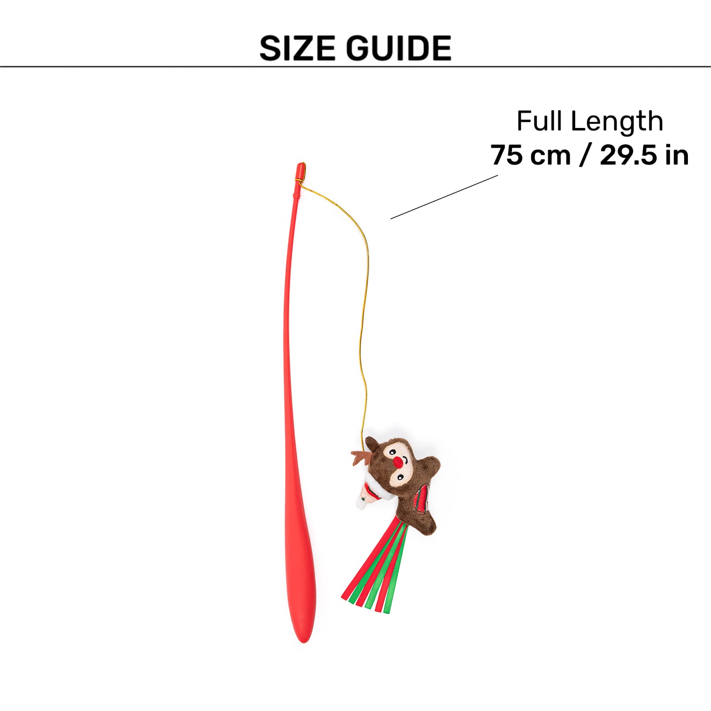 HUFT Rosy Reindeer Wand Toy for Cat – Red & Brown - Heads Up For Tails