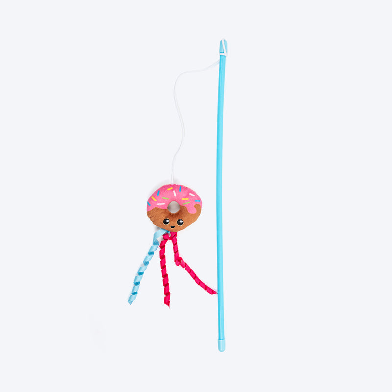 HUFT Donut Delight Wand Toy for Cat – Red & Brown - Heads Up For Tails