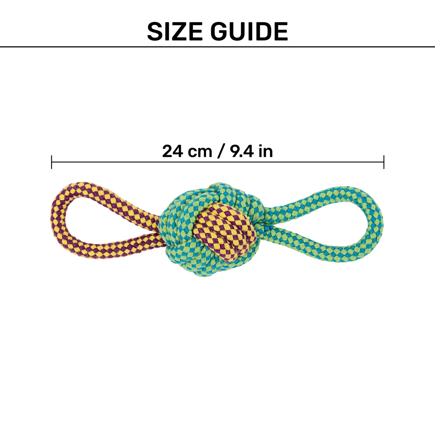 HUFT Double Grip Loop Rope Toy For Dog - Multicolor
