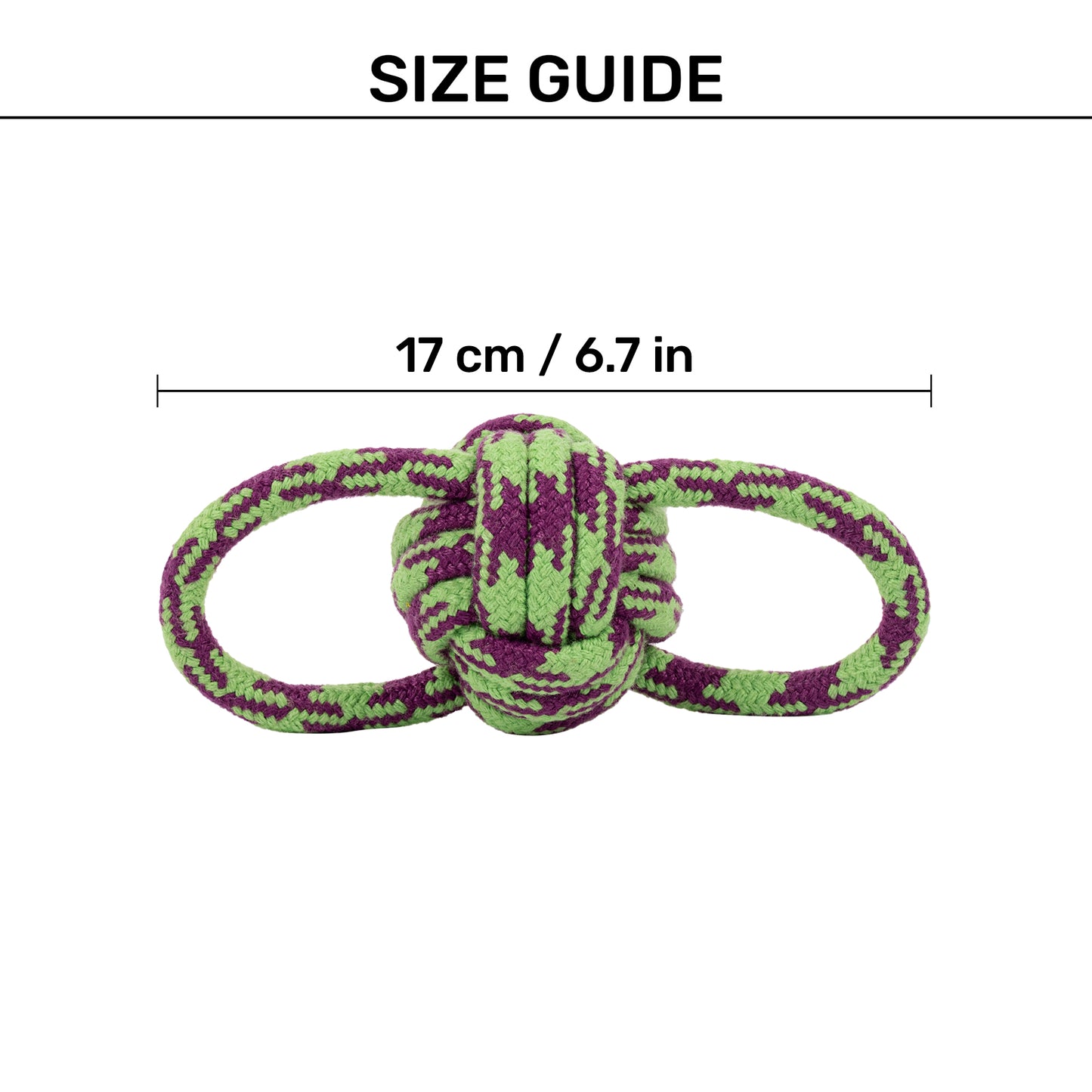 HUFT Twin Loop Rope Toy For Dog - Purple & Green