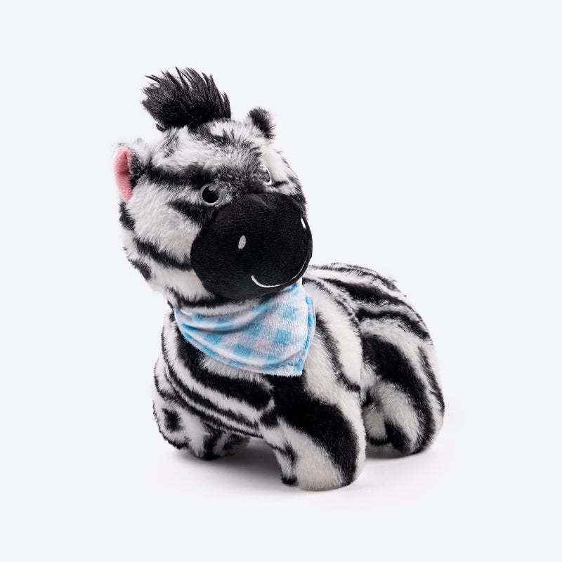 HUFT Zebra Zoom Plush Toy For Dog - Black & White - Heads Up For Tails
