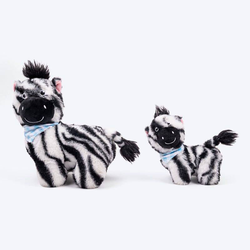 HUFT Zebra Zoom Plush Toy For Dog - Black & White - Heads Up For Tails