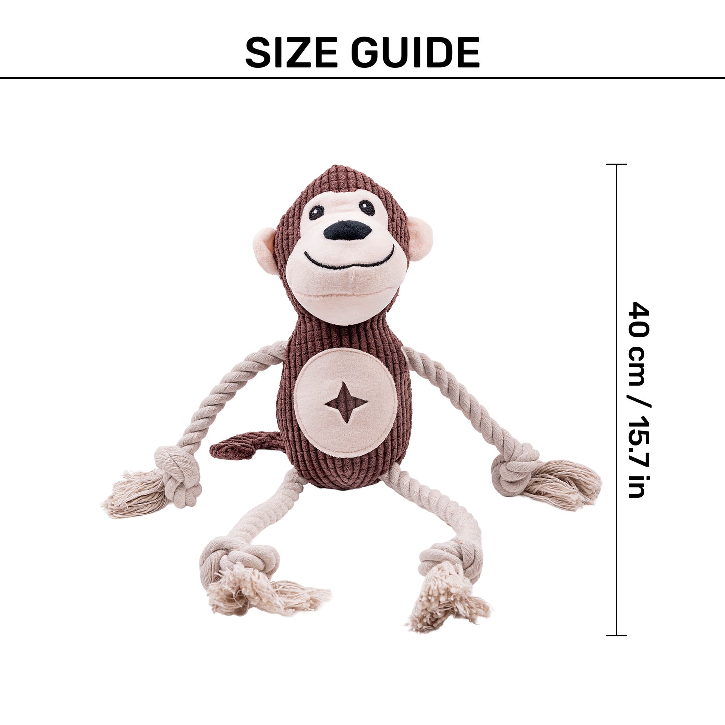 HUFT Mighty Monkey Rope Toy for Dog - Brown