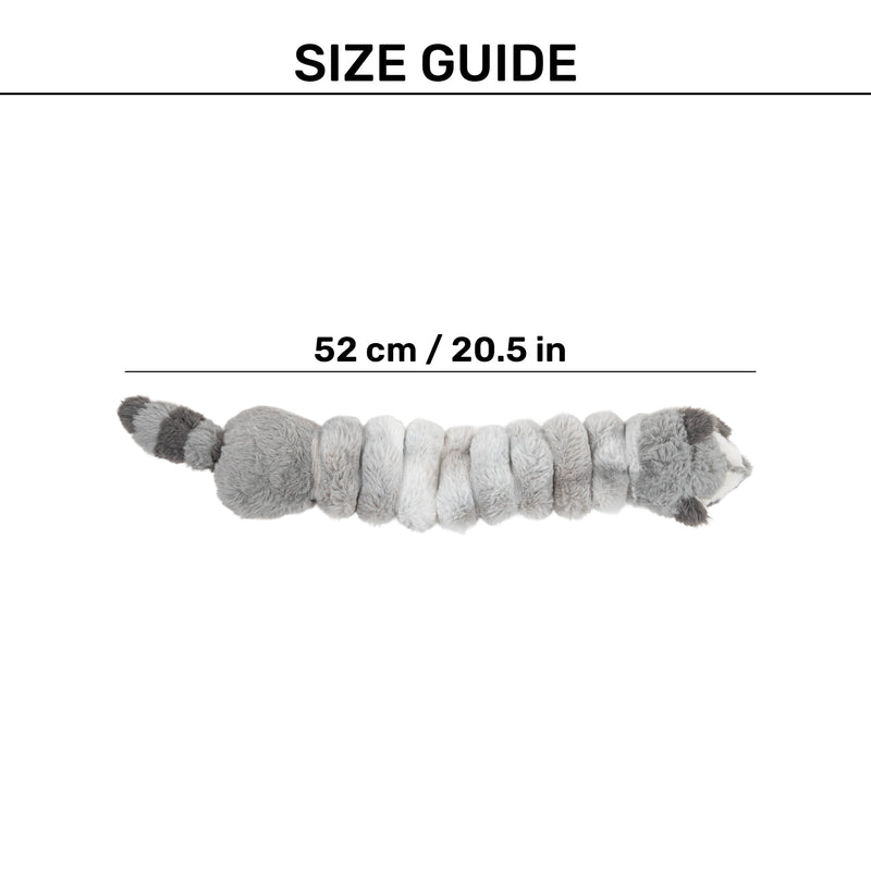 HUFT Slinky Raccoon Squeaky Plush Toy For Dog - Grey - Heads Up For Tails